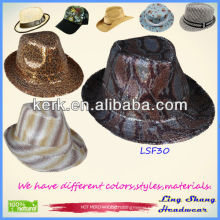 LSF30 Ningbo Lingshang 2014 Wholesale Cooling Sequins Fabric Fedora fitted hat